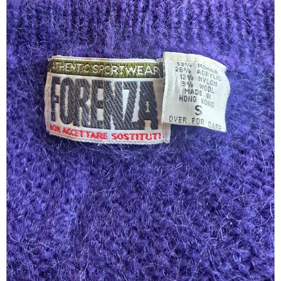 Vtg 90's Forenza Womens Small sweater Mohair Wool Cable purple barbie preppy - Picture 8 of 8
